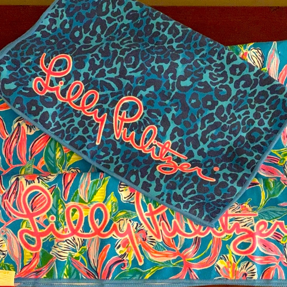 Lilly Pulitzer NWT workout towels set of two large and small exercise towel